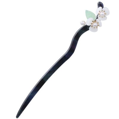 LIBERGA 2 Pack Hair Sticks for Buns,Flower Pearl Hair Chopsticks Clips Elegant Vintage Hairpin for Long Hair