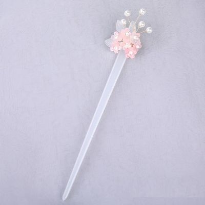 LIBERGA 2 Pack Hair Sticks for Buns,Pink Flower Pearl Hair Chopsticks Clips Chinese Vintage Hair Accessory Hairpin for Women