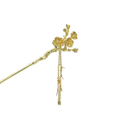 LIBERGA Chinese Hair Stick for Buns,Leaves Tassel Hair Chopsticks Clips,with Gift Box,Vintage Flower Hairpin for Women Hair Accessory,Gold
