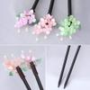 LIBERGA 2 Pack Wooden Hair Sticks for Buns,Flower Pearl Hair Chopsticks Clips Chinese Vintage Hairpin for Women,Green view 3