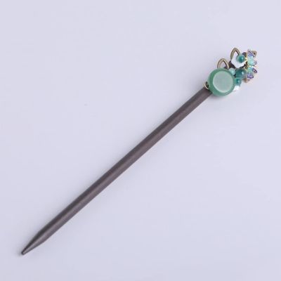 LIBERGA Wooden Hair Sticks for Buns,2 Pack,Butterfly Beads Hair Chopsticks Clips Chinese Vintage Hairpin for Long Hair