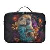 FOLIOSA Makeup Train Case (Flowers Monkey), Lare Capacity Zipper Cosmetic Organizer with Adjustable Dividers for Makeup Brushes Cosmetics Jewelry Toiletry, Artist Storage Bag Plus Size view 1