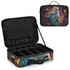 FOLIOSA Makeup Train Case (Flowers Monkey), Lare Capacity Zipper Cosmetic Organizer with Adjustable Dividers for Makeup Brushes Cosmetics Jewelry Toiletry, Artist Storage Bag Plus Size view 2