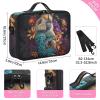FOLIOSA Makeup Train Case (Flowers Monkey), Lare Capacity Zipper Cosmetic Organizer with Adjustable Dividers for Makeup Brushes Cosmetics Jewelry Toiletry, Artist Storage Bag Plus Size view 3