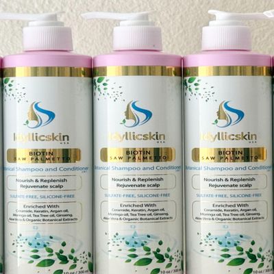 Biotin and Saw Palmetto Botanical Shampoo and Conditioner, with Argan oil, Tea tree oil, Ceramide, Keratin, Rosemary, Sulfate-free Silicone-free (3 packs)