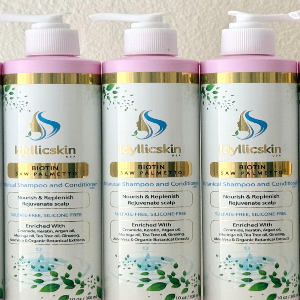 Biotin and Saw Palmetto Botanical Shampoo and Conditioner, with Argan oil, Tea tree oil, Ceramide, Keratin, Rosemary, Sulfate-free Silicone-free (3 packs)