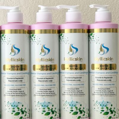 Biotin and Saw Palmetto Botanical Shampoo and Conditioner, with Argan oil, Tea tree oil, Ceramide, Keratin, Rosemary, Sulfate-free Silicone-free (4 packs)
