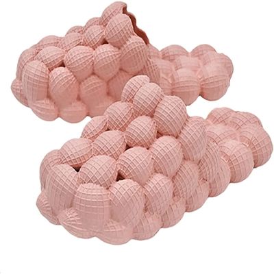 Massage Bubble Slides Slippers for Women Men, Funny Lychee Non-Slip Spa Slippers, Gym House Slippers Shower Bedroom Slippers, Thick Sole Spa Slides Slippers (Pink,8,9,Men,6,7)