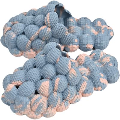 Massage Bubble Slides Slippers for Women Men, Funny Lychee Non-Slip Spa Slippers, Gym House Slippers Shower Bedroom Slippers, Thick Sole Spa Slides Slippers (Blue+Pink,12,13,Men,10,11)