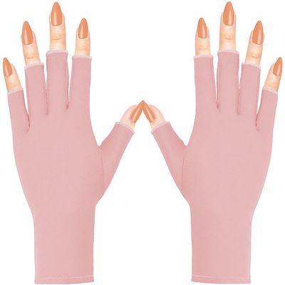 COOSLIM Anti UV Gloves for Gel Nail Lamp, UPF50+ Protection Gloves for Manicures, UV Sun Protection Gloves for Women-Pink