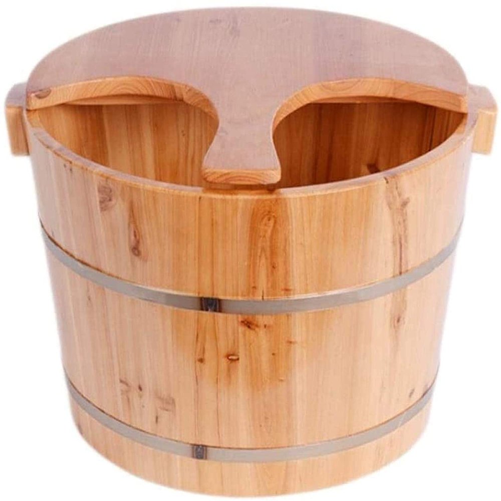 FEHUN Pedicure Foot Soak Sauna Wooden Bucket,Large Foot Bath Spa Tub,Foot Massage Spa for Home,Foot and Leg Spa for Adults,Relax Pedicure