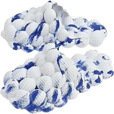 Massage Bubble Slides Slippers for Women Men, Funny Lychee Non-Slip Spa Slippers, Gym House Slippers Shower Bedroom Slippers, Thick Sole Spa Slides Slippers (Blue+White,13.5,14.5,Men,11.5,12.5)