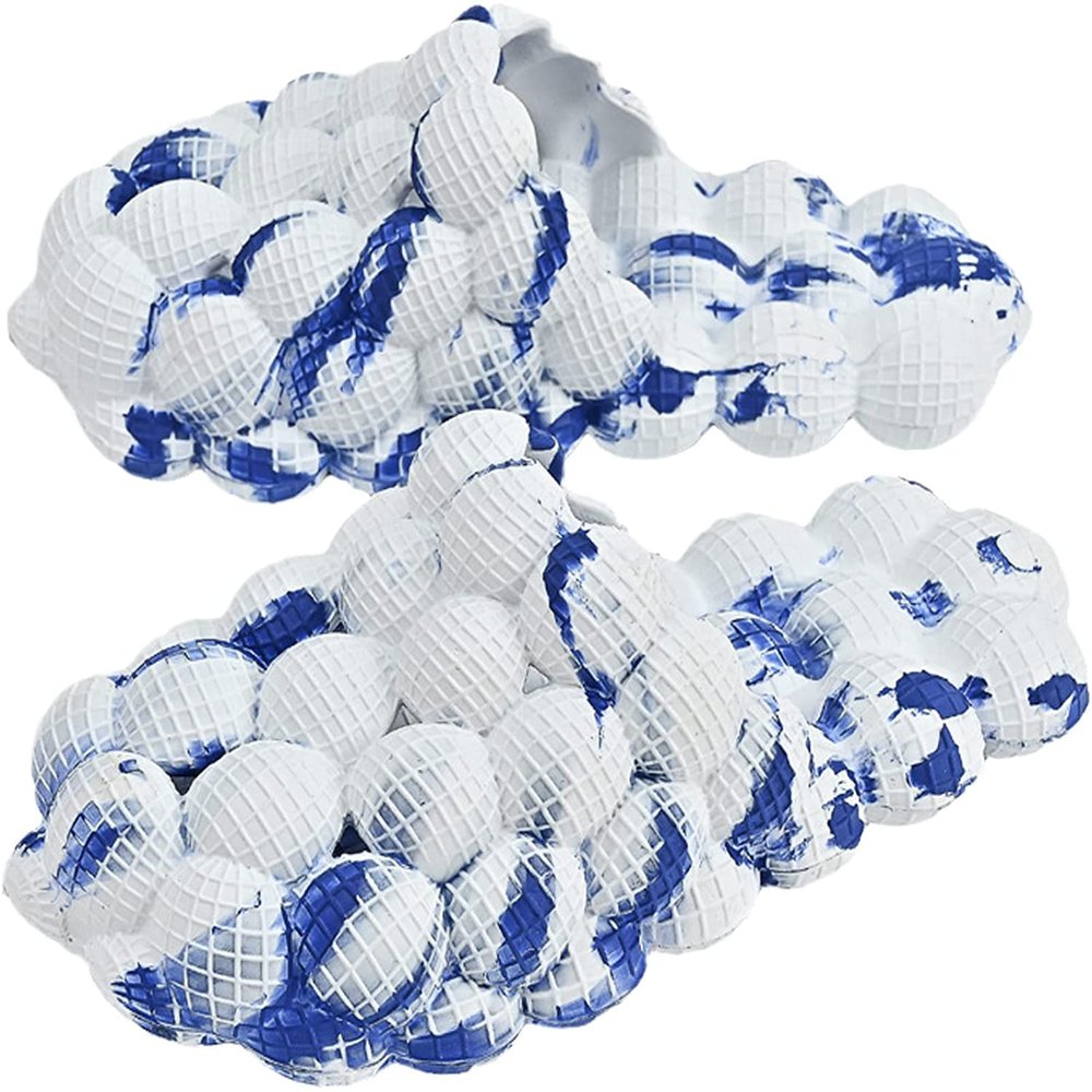 Massage Bubble Slides Slippers for Women Men, Funny Lychee Non-Slip Spa Slippers, Gym House Slippers Shower Bedroom Slippers, Thick Sole Spa Slides Slippers (Blue+White,10.5,11.5,Men,8.5,9.5)