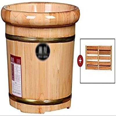 FEHUN Foot Bath Soak Household Hemming Solid Wood Foot Tub, Thickened Thermal Foot Bath, Elderly Children Portable Foot Bath Bowl, Spa Massage Foot Bucket,A ( Color : B )