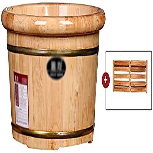 FEHUN Foot Bath Soak Household Hemming Solid Wood Foot Tub, Thickened Thermal Foot Bath, Elderly Children Portable Foot Bath Bowl, Spa Massage Foot Bucket,A ( Color : B )