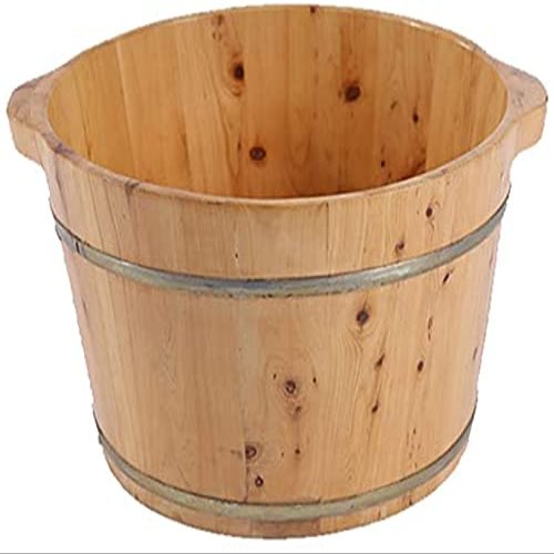 Foot Bath Soak Household Binaural Solid Wood Foot Tub, Floor Recognized Natural Thicken Foot Basin, Portable Bathroom Foot Bath Bowl, Thickened Thermal Footbath,A (Color : A)