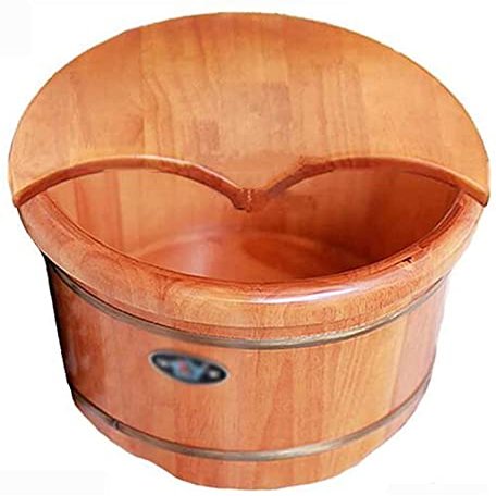 FEHUN Foot Bath Soak 35Cm Pedicure Barrel for Household Use, with Lid with Massager, Foot Bath Barrel Heating Steam, Thickened Foot Bath Barrel Over Calf,B ( Color : B )