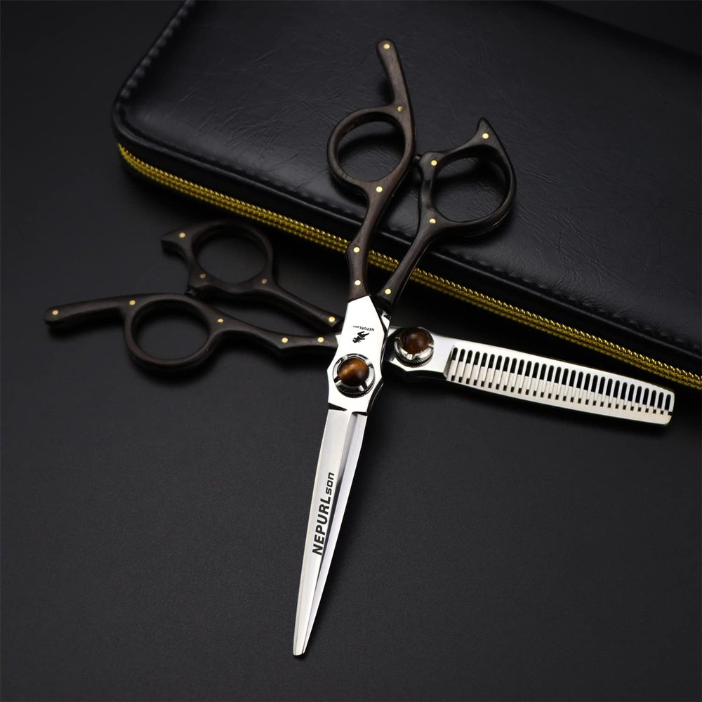 6.0 Inch High Grade Hair Cutting Scissors Set, Barber Hair Cutting & Thinning Shears, 440C Stainless Steel Thinning Shears Hair Cutting Scissors, Sharp And Durable, for Barber And Home Use