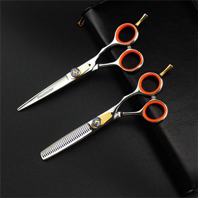 6.0 Inch Hair Cutting Scissors Set, High Grade Orange Gasket Thinning Shears Hair Cutting Scissors, Professional Bangs Barber Shears Kit Tools, Free Scissors Pack, for Hair Stylist Or Home Use