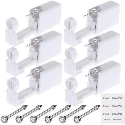 Nose Piercing Gun Kit - Lyuxzad 18Pcs Self Nose Piercing Kit Including 6Pcs Disposable Nose Piercing Gun with 6Pcs Built-in Nose Studs and 6Pcs Clean Tools for Ear Cartilage Tragus Helix Piercing Kit