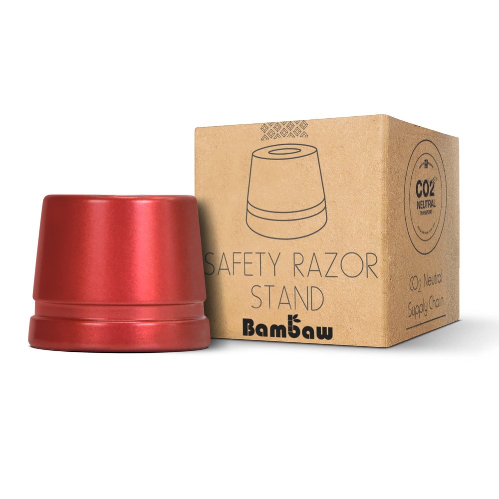 Bambaw Red Safety Razor Stand | Razor Holder for Men | Shaver Holder Stand does not fit all Safety Razors | Double Edge Safety Razor Stand | Safety Razor Holder Stand | Single Razor Stand