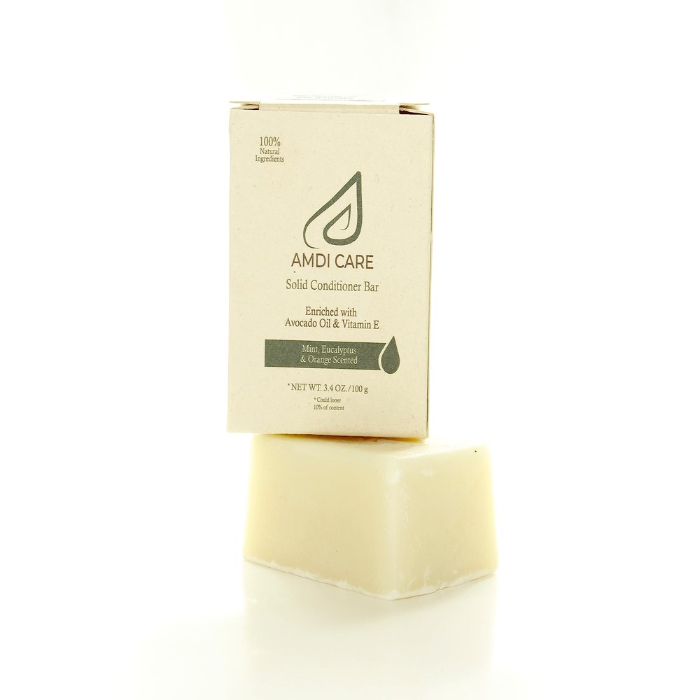 AMDI CARE Avocado Oil & Vitamin E Conditioner Bar - Deeply Nourishing & Detangling Solid Conditioner for Dry, Frizzy Hair - Vegan, Silicone-Free - 3.4 oz