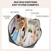 VERNASSA Large Capacity Travel Makeup Bag for Women, Waterproof Portable Cosmetic Bag with Compartments, Foldable Flat Lay Design for Easy Access, Perfect for Toiletries & Beauty Essentials (Black) view 3