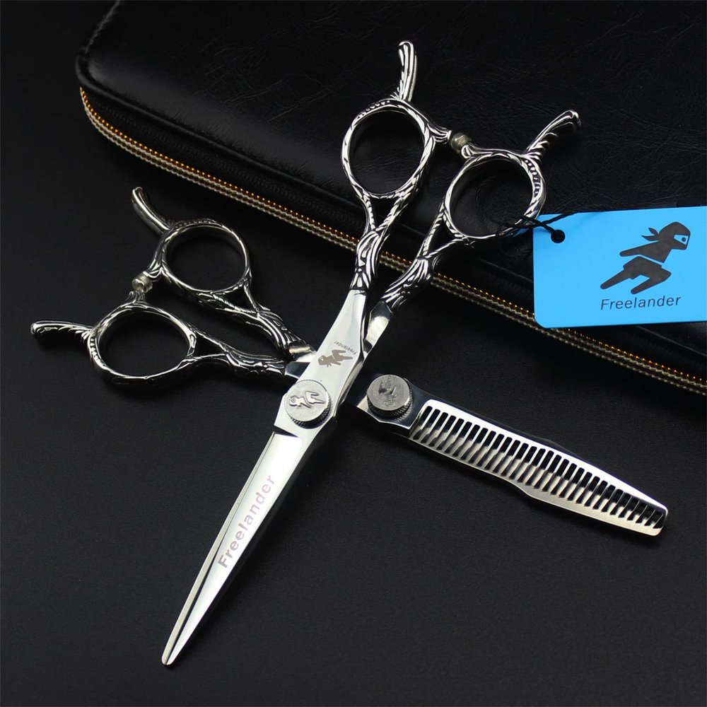 6.0 Inch Hair Cutting Scissors Set, Hair Scissors, High Grade Hairdressing Thinning Shears, Barber Shears Kit Tools, Free Scissors Pack, Sharp And Durable, for Men/Women/Kids/Salon & Home