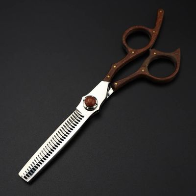 Hair Cutting Scissors, 6 Inch Professional VG10 Steel Upscale Sandalwood Hair Scissors Haircut Thinning Barber Hair Cutting Shears Hairdresser Scissors ( Color : Thinning scissor )