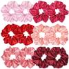 12 Pcs Satin Silk Scrunchies Soft Hair Ties Fashion Bands Hair Bows Elastic Bracelets Ponytail Holders Accessories for Women and Girls (4.5 Inch, Assorted Red) view 1