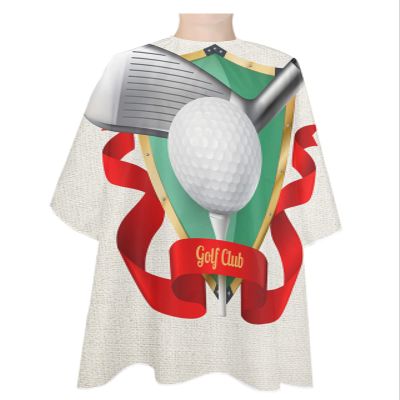 Barber Cape Hair Cut Cape for Men Kids Non-Stick Hair Elastic Neck Simple Golf Sport Theme Beige Salon Cape