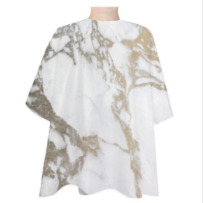 Barber Cape Hair Cut Cape for Men Kids Non-Stick Hair Elastic Neck Grey and Gold Marble Pattern Salon Cape