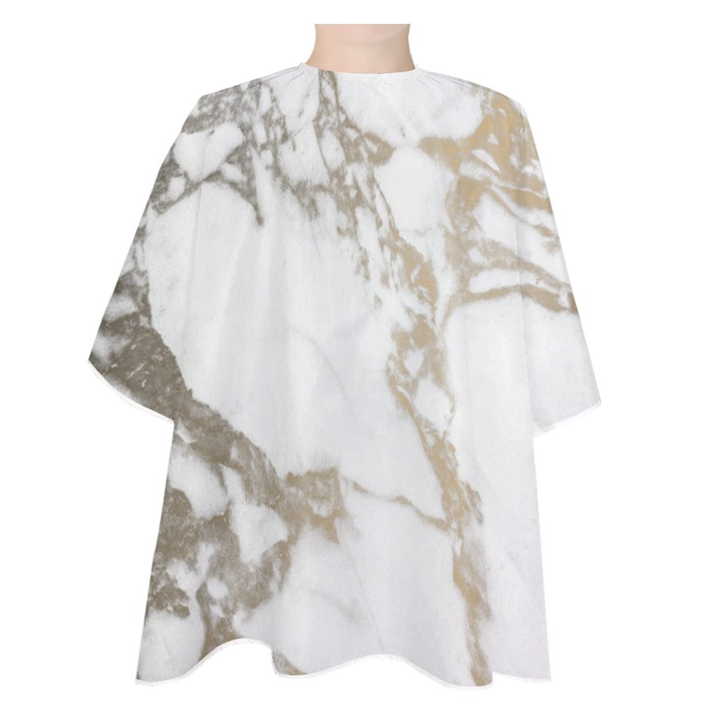 Barber Cape Hair Cut Cape for Men Kids Non-Stick Hair Elastic Neck Grey and Gold Marble Pattern Salon Cape