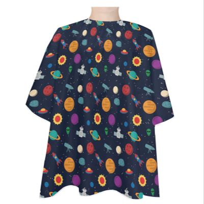 Barber Cape Hair Cut Cape for Men Kids Non-Stick Hair Elastic Neck Cute Outer Space Planets Alien Salon Cape