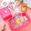 Hillban 2 Pcs Christmas Medicine Letter Bag Gift Chenille Preppy Clear Nylon Portable Makeup Meds Cases for Travel PVC Transparent Mini First Aid Storage Bag for Women(Lovely) view 2