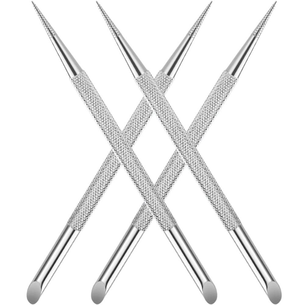Beavorty 4pcs Stainless Steel Cuticle Pusher Nail Dotting Pen Metal Dead Skin Remover for Professional Manicure Pedicure Nail Art Care Tools
