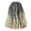 12.5X4.75 Curly Braided Swiss Lace Front Wigs for Women with Baby Hair 18" Hand Made Crochet Hair Curly Ends Box Braided Wig Heat Friendly Kanekalon Synthetic (#1B/613T Black Blonde Ombre Color) view 4