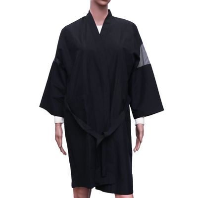 CALLARON Hair Salon Gown for Men and Women Barber Smock Tie Waist Belt Lightweight and Breathable Cutting Cape for Hairdressers Black