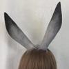 ATekatac Rabbit Ears Handmade Animal Ears Halloween Cosplay Bunny Ears Flower Headband (Black Gray) view 3