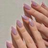 Glitter Pink Press on Nails Medium Stiletto Almond,KQueenest Pure Color Acrylic Nails Kit Reusable Fake Nails Feature Protective UV Coating for Women Nail Art Manicure in 24PCS view 1