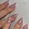 Glitter Pink Press on Nails Medium Stiletto Almond,KQueenest Pure Color Acrylic Nails Kit Reusable Fake Nails Feature Protective UV Coating for Women Nail Art Manicure in 24PCS view 2