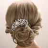 Aimimier Luxury Flower Crystal Hair Combs Rhinestone Inlaid Hair Pins Clips Barrette Bridal Wedding Hair Accessories for Women(Blue) view 1