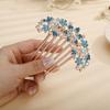 Aimimier Luxury Flower Crystal Hair Combs Rhinestone Inlaid Hair Pins Clips Barrette Bridal Wedding Hair Accessories for Women(Blue) view 3