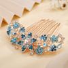 Aimimier Luxury Flower Crystal Hair Combs Rhinestone Inlaid Hair Pins Clips Barrette Bridal Wedding Hair Accessories for Women(Blue) view 4