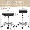 CoVibrant Adjustable Rolling Stool with Extra Wide Seat, Lockable Rubber Wheels & Footrest - Swivel Stool Chair for Kitchen, Lab, Office, Salon, Home (Black, 19''-24'') view 2