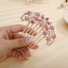 Aimimier Luxury Rhinestone Inlaid French Combs Crystal Hair Comb Barrette Hair Pins Hair Accessories for Brides and Bridesmaids(Pink) view 3