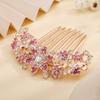 Aimimier Luxury Rhinestone Inlaid French Combs Crystal Hair Comb Barrette Hair Pins Hair Accessories for Brides and Bridesmaids(Pink) view 4