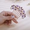 Aimimier Luxury Women Bride Hair Accessories Crystal Hair Combs Rhinestone Hair Pins Hair Clip for Bridesmaid Headpiece(Purple) view 3