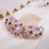 Aimimier Luxury Women Bride Hair Accessories Crystal Hair Combs Rhinestone Hair Pins Hair Clip for Bridesmaid Headpiece(Purple) view 4