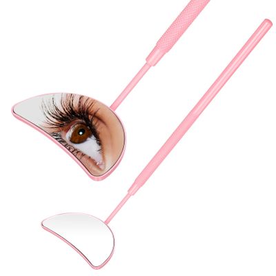 Beaupretty 2pcs Handheld Eyelash Extension Mirrors Half-Moon Design Non-Slip Handle for Easy Viewing Portable Eyelash Supplies for Lash Grafting and Application